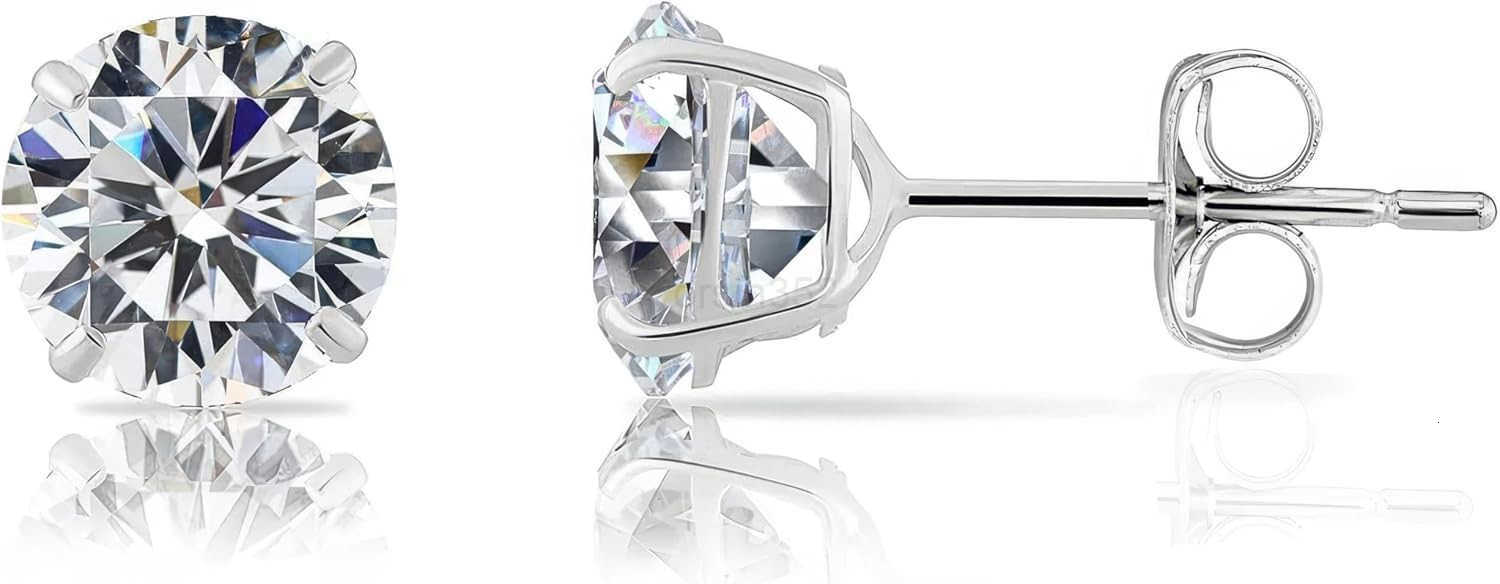 Steel Diamond Stud Earrings for Women Men 1ct Round Cut Simulated Small Diamond Earrings Cubic Zirconia Push Back Earrings Y260117