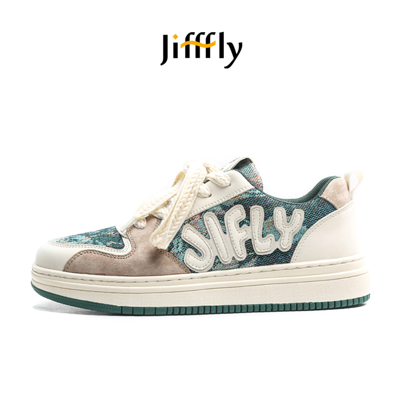 Casual Korean-Inspired Airflow Jifffly Vintage Doodle Patterned Athletic SlippersJFY-831