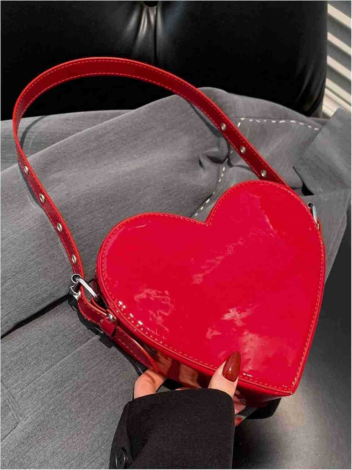 Womens Cute Heart Shaped Shoulder Bag Zipper Small Novelty Handbag with Adjustable Strap Z250909