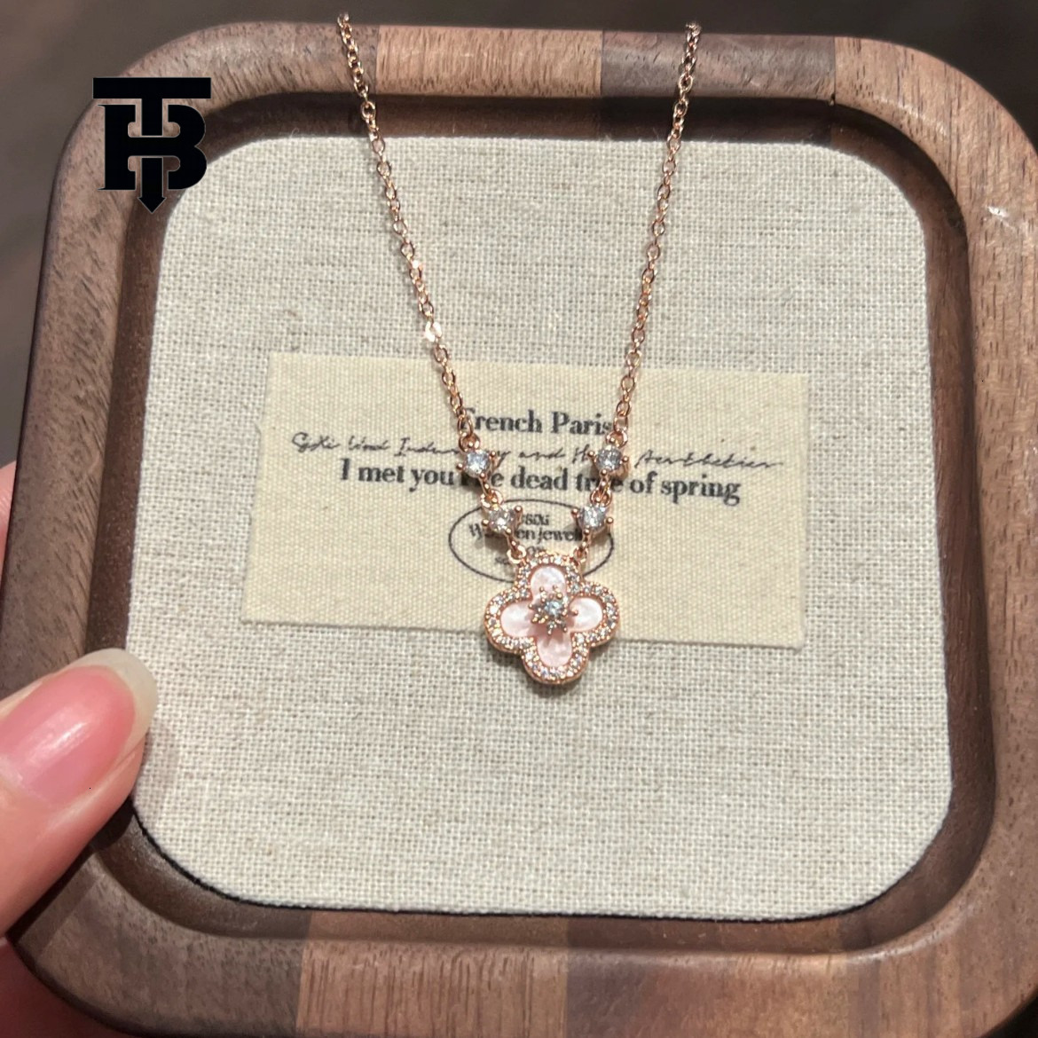 TB BHULAMTE Free Shipping Brand New Designer Accessories Real Gold Plated Zircon Pendant Necklace Fashionable And Simple Collarbone Chain High-end Wom