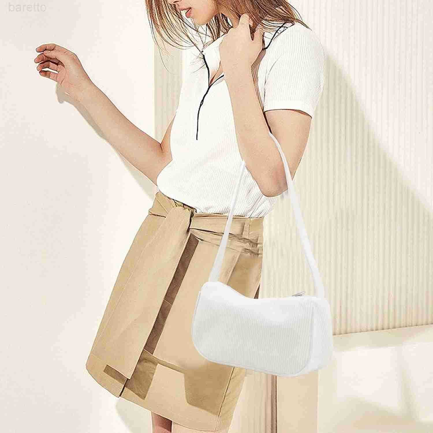 Shoulder Bag for Women Corduroy Small Handbag Shoulder Handbag with Zipper Stylish Womens Shoulder Purse white Z250909