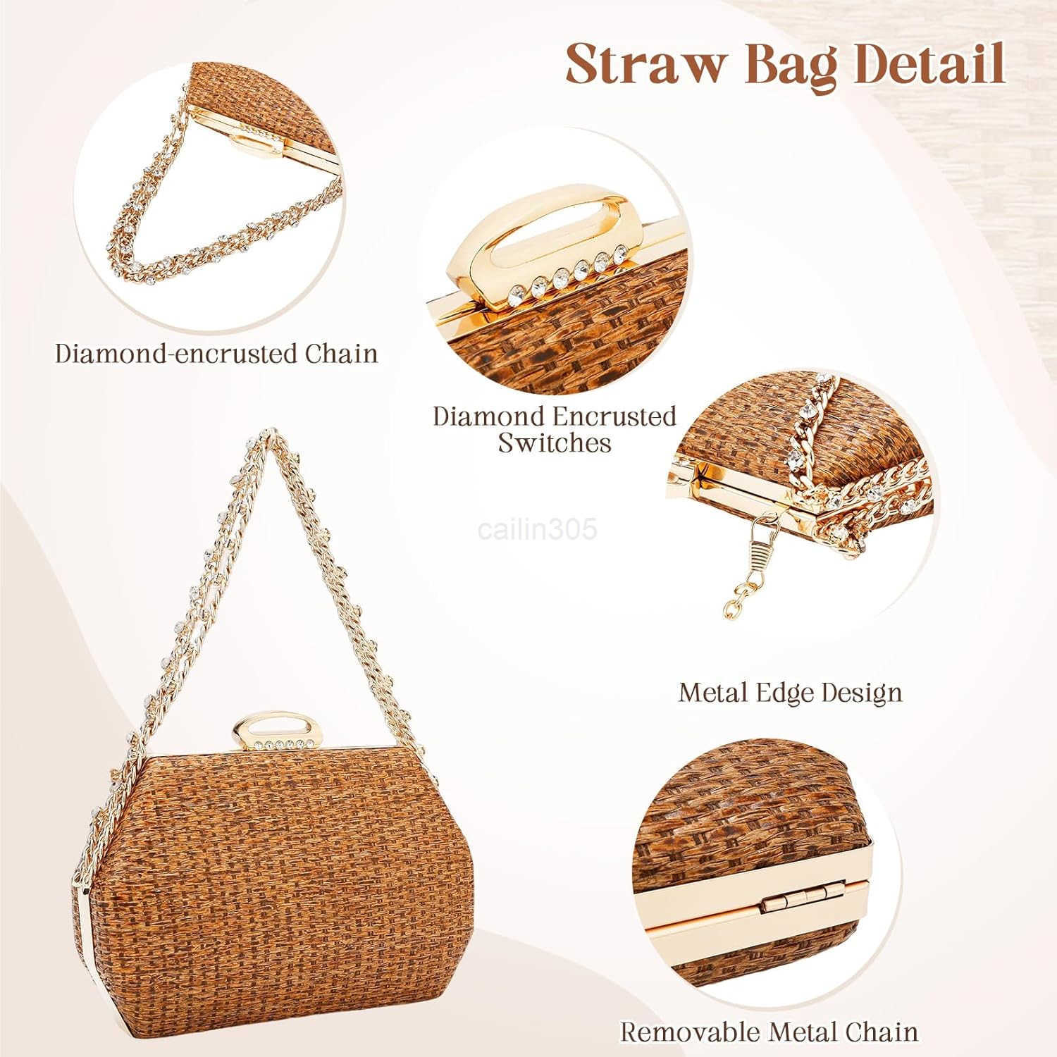Purses for Women Summer Trendy Rattan Beach Bags Wicker Woven Party Wedding Evening Handbags Z25909