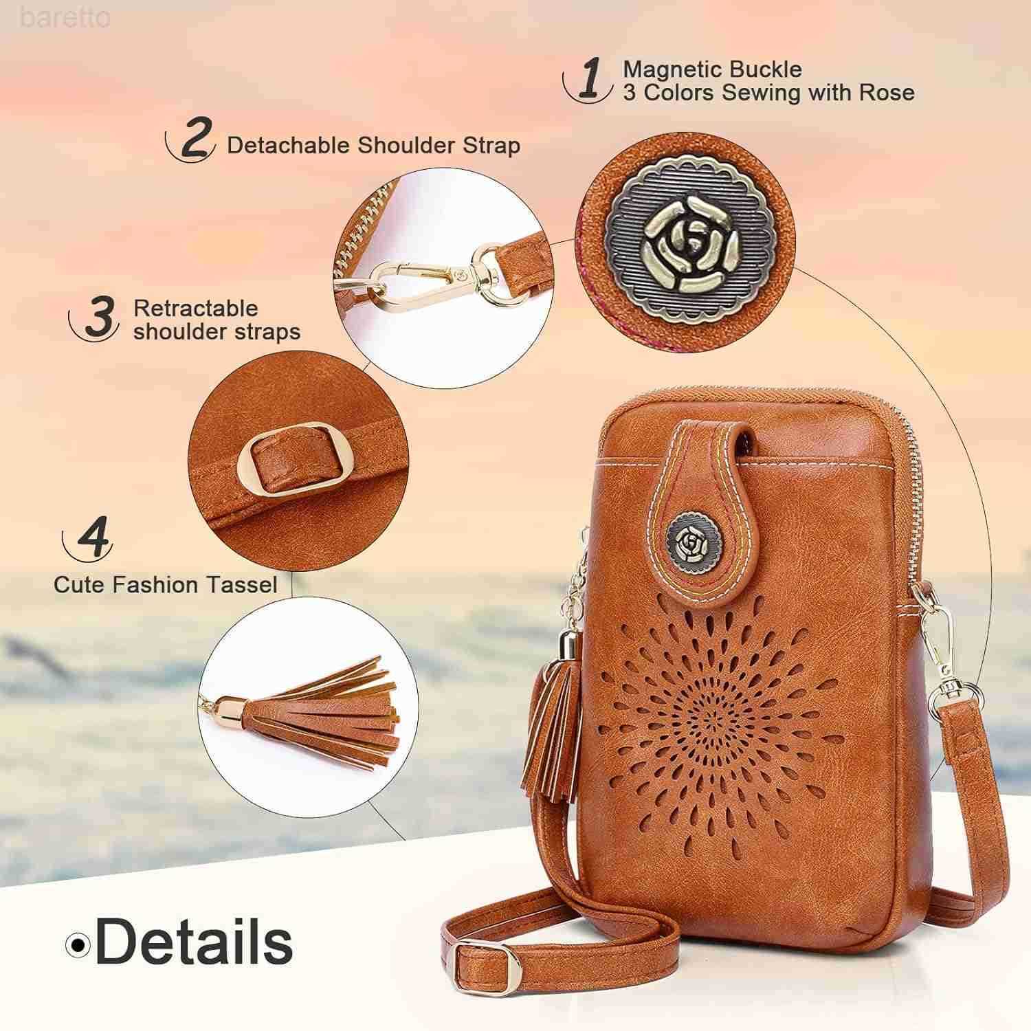 Small Crossbody Bags for Women Lightweight Vegan Leather Cell Phone Purse Cute Purses with Tassels Z250909