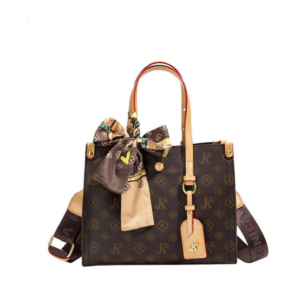 Women's Monica Qiqi Handheld Silk Scarf Monogram Large Capacity Tote 2024 New Single Shoulder Crossbody Bag