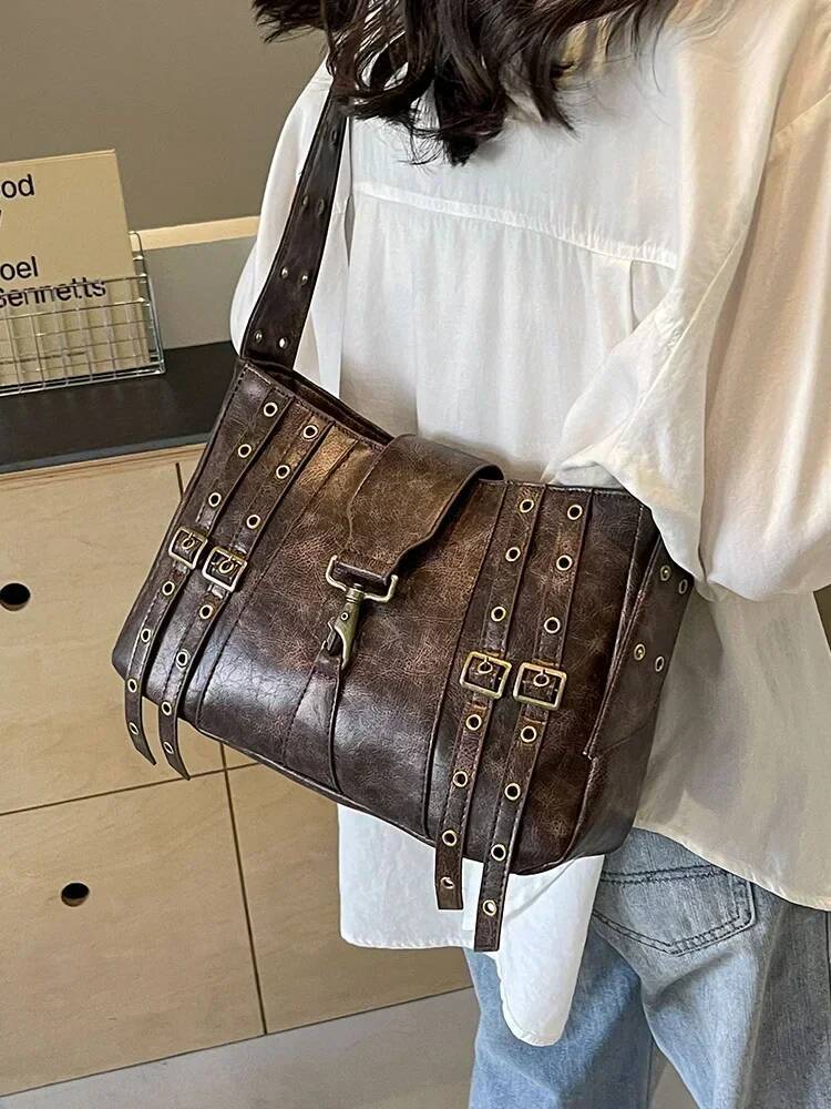 2025 new collection Fashion handbag autumn new retro style designer bag women's shoulder bag new pure leather rock pattern women's crossbody