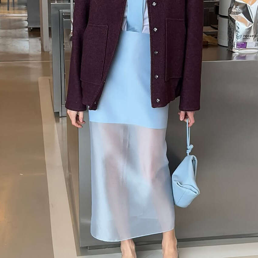 Summer New Design Sense Sheer High Waist Skirt For Women Fashionable Elegant Casual Commuter Style B3