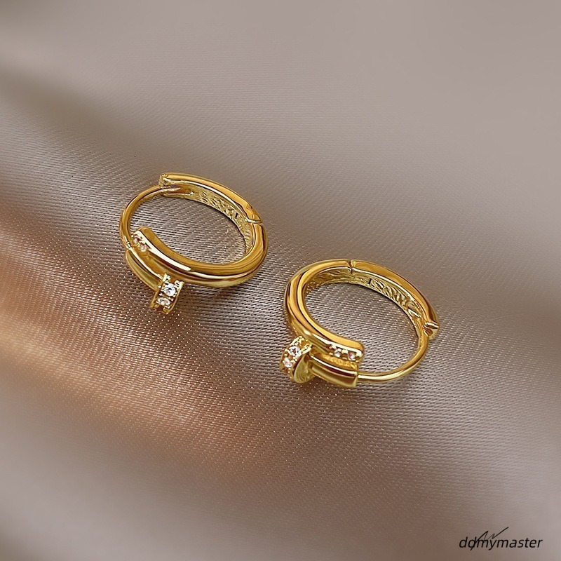 Simple Shiny Crystal Zircon Hoop Earrings For Women Rhinestone Metal Gilding Cartilage Ear Piercing Jewels Girls Gift 250711 ddmymaster