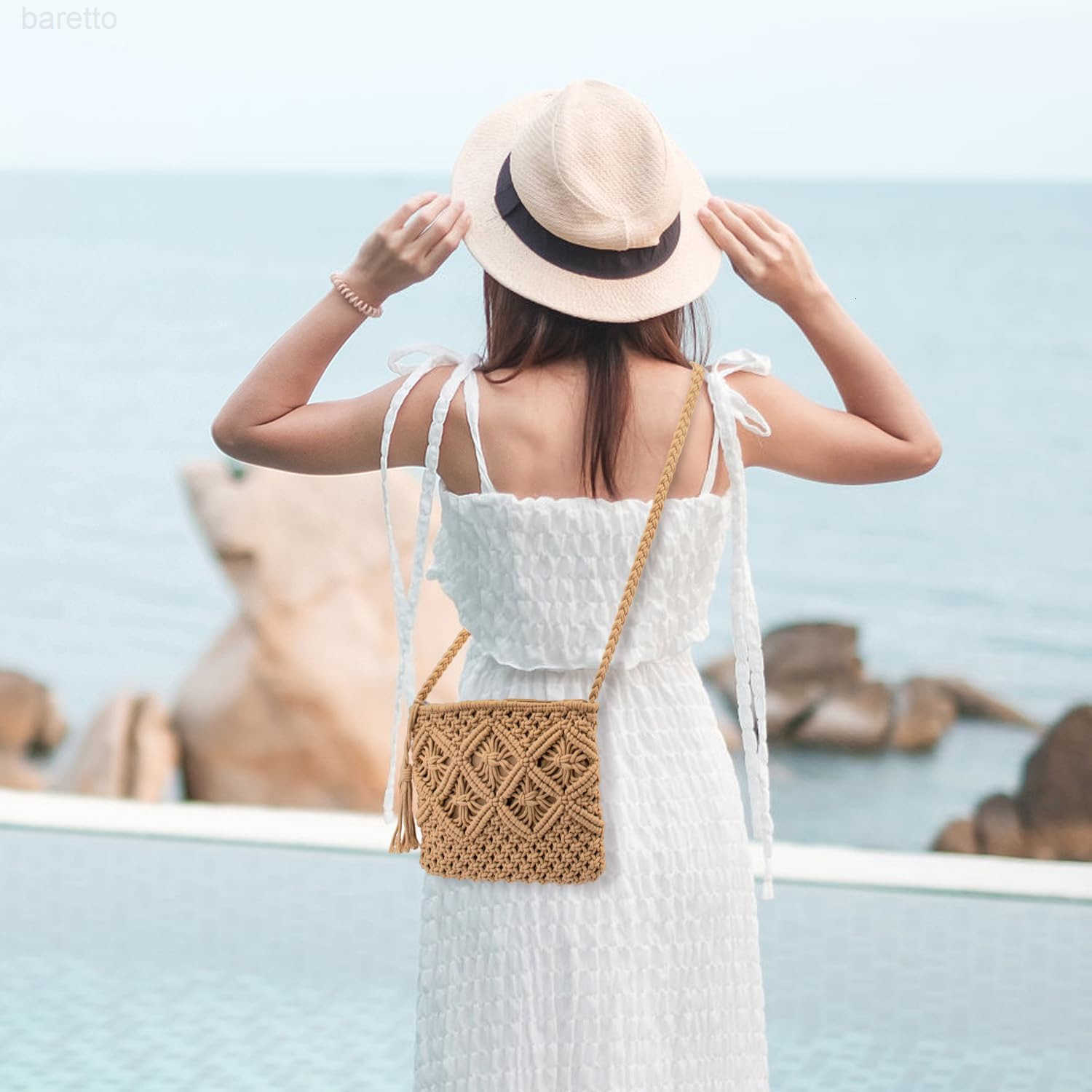 Crossbody Bag Purse For Women Bohemian Shoulder Bag Woven Crochet Purse For Summer Beach Travel Clutch Handbag Z250909