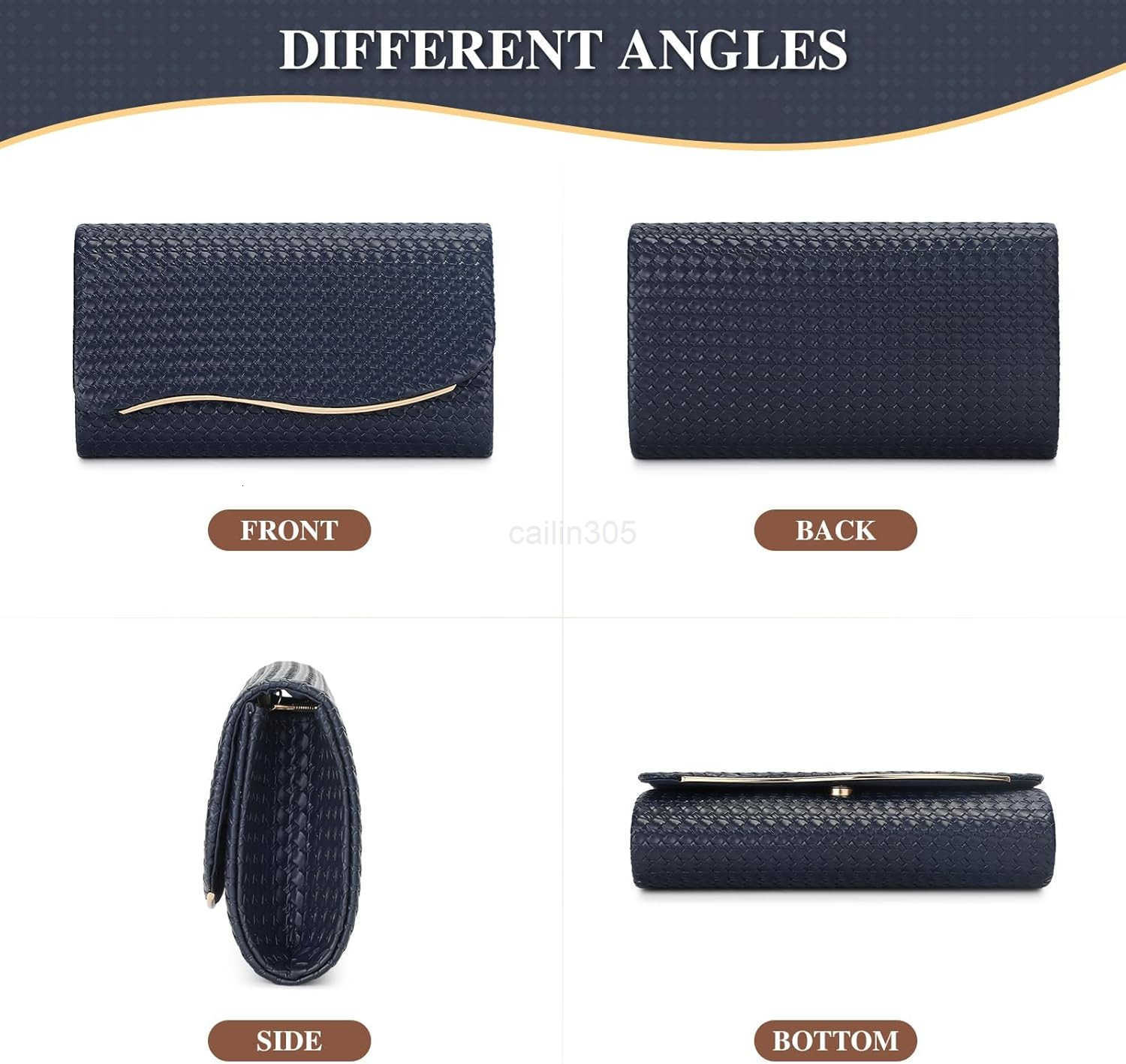 Evening Clutch Purses for Women Woven Formal Evening Bag Vegan Leather Crossbody Shoulder Handbag Envelope Bag Z25909