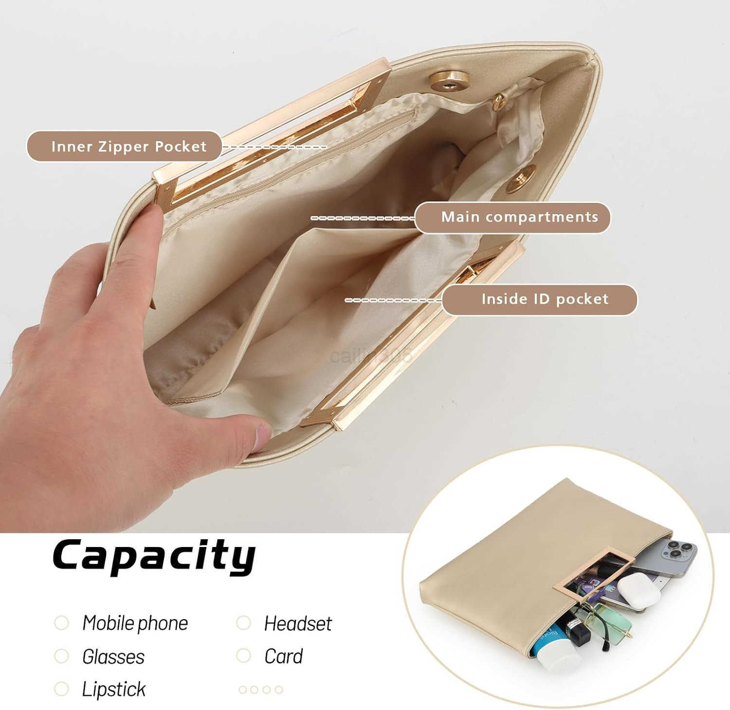 Women Clutch Purses PU Leather Evening Handbags for Wedding Prom Bridal with Chain Strap Z25909