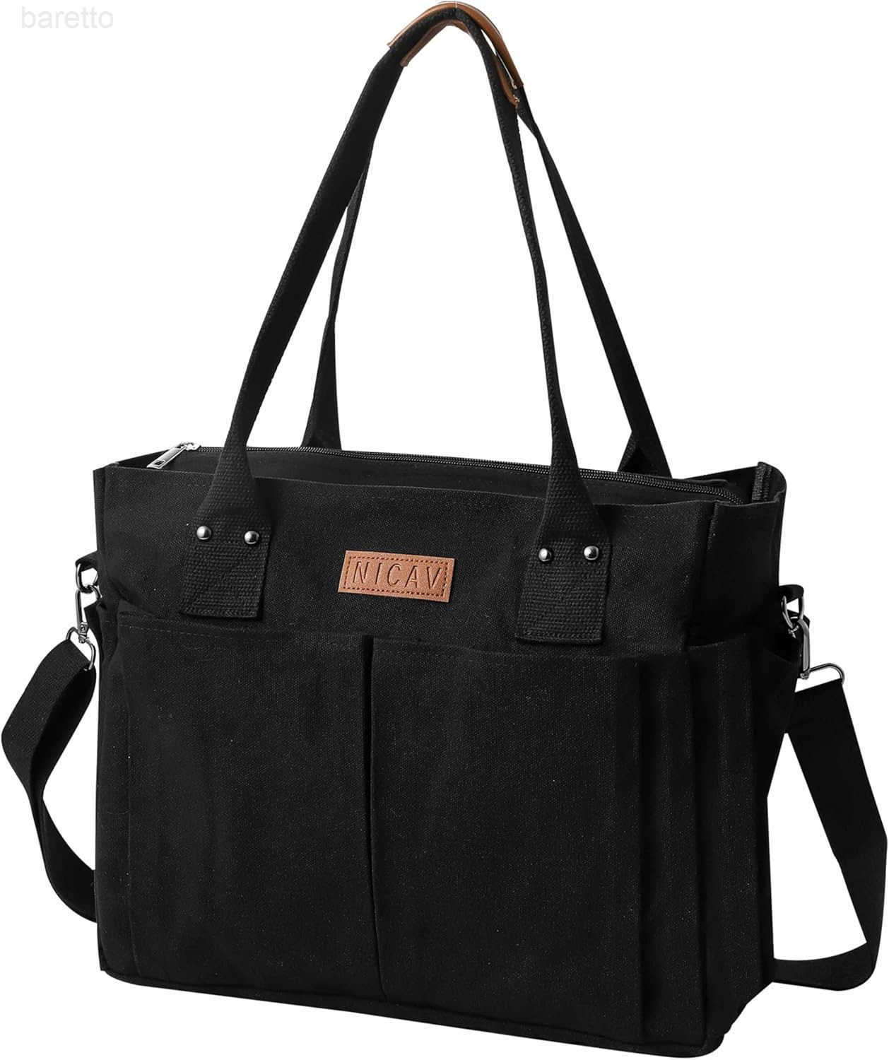 Canvas Tote Bags for Women Large Utility Tote Bags with Pockets Zip Top for Teacher Nurse Work Z250909