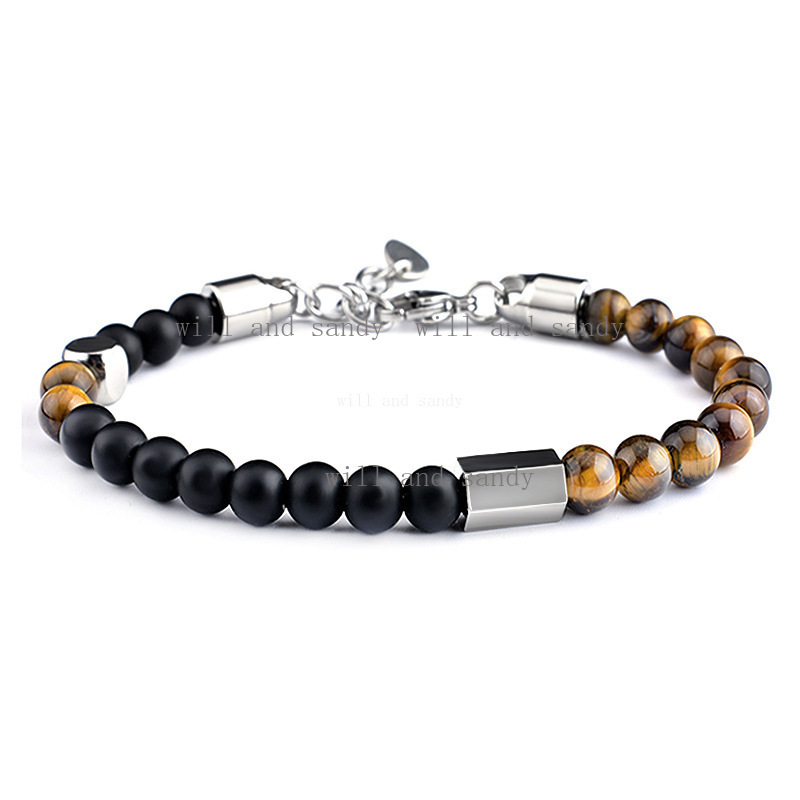 Tiger Eye Turquoise Natural Stone Beaded Bracelet for Men Women Designer Bracelet Stainless Steel Chain Buckle Wristband Cuff Fashion Jewelry
