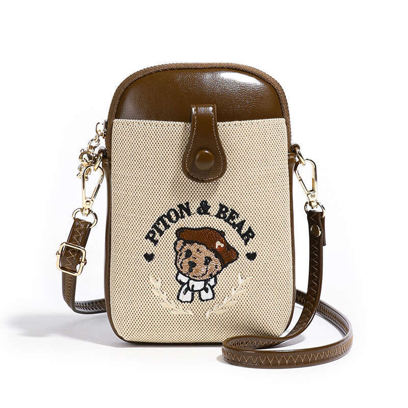 Butt Squatting Beibao Bear Canvas With PU Mini Shopping Casual Versatile Phone Bag For Women 2024 New Trend
