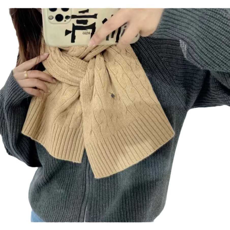 RL Raff Winter New Pony Logo Embroidered Unisex Cable Knit Scarf Versatile Wool Warm Neck Warmer L250904 1VX25