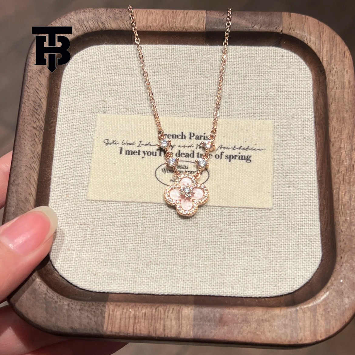 TB BHULAMTE Free Shipping Brand New Designer Accessories Real Gold Plated Zircon Pendant Necklace Fashionable And Simple Collarbone Chain High-end Wom