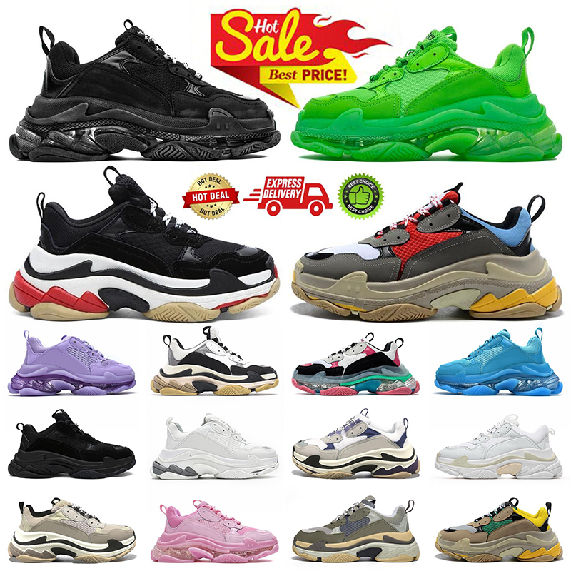 Designer 17FW Triple s women designer casual shoes platform sneakers clear sole black white grey red pink blue Royal Neon Green men trainers Tennis