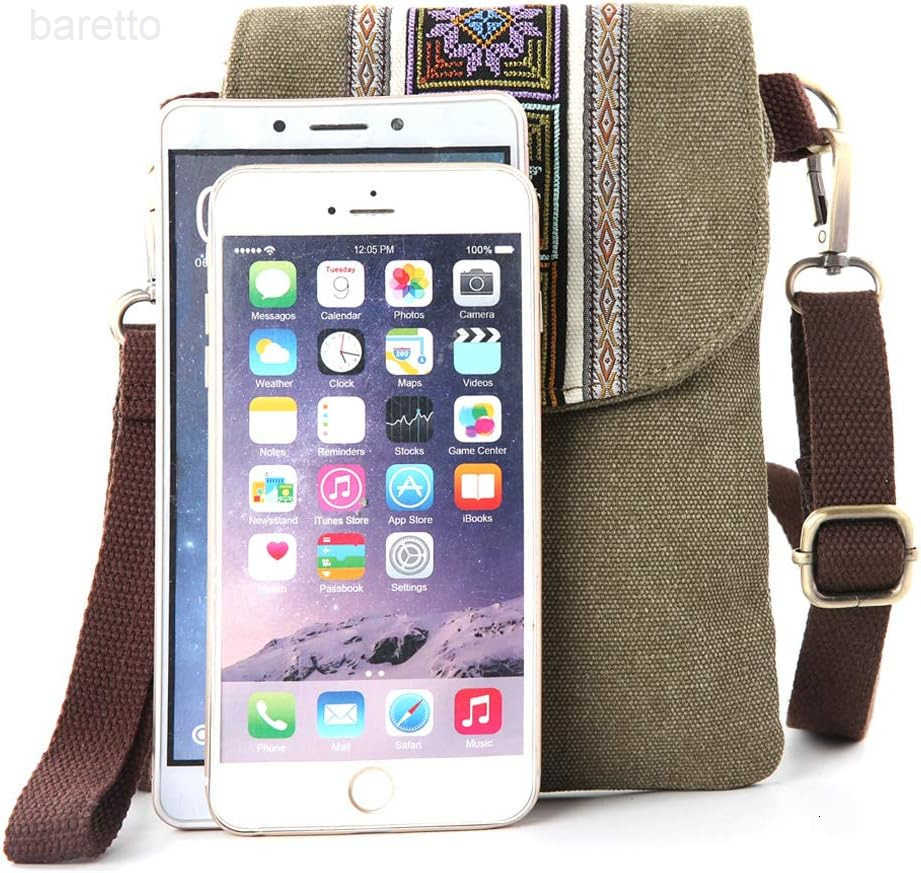 Vintage Embroidered Canvas Flip Small Crossbody Bag Cell Phone Pouch for Women Wristlet Wallet Bag Coin Purse Z250909