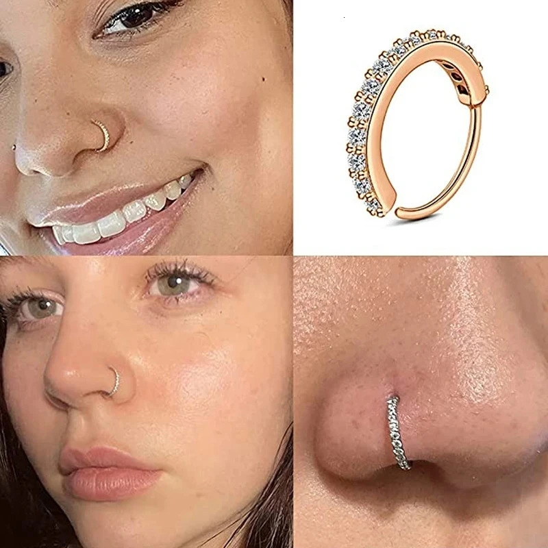1pc 20G Zercon Septum Nose Rings Hoops for Women Small Piercing Nose Ring Cartilage Tragus Helix Earring Piercing Jewelry 250908