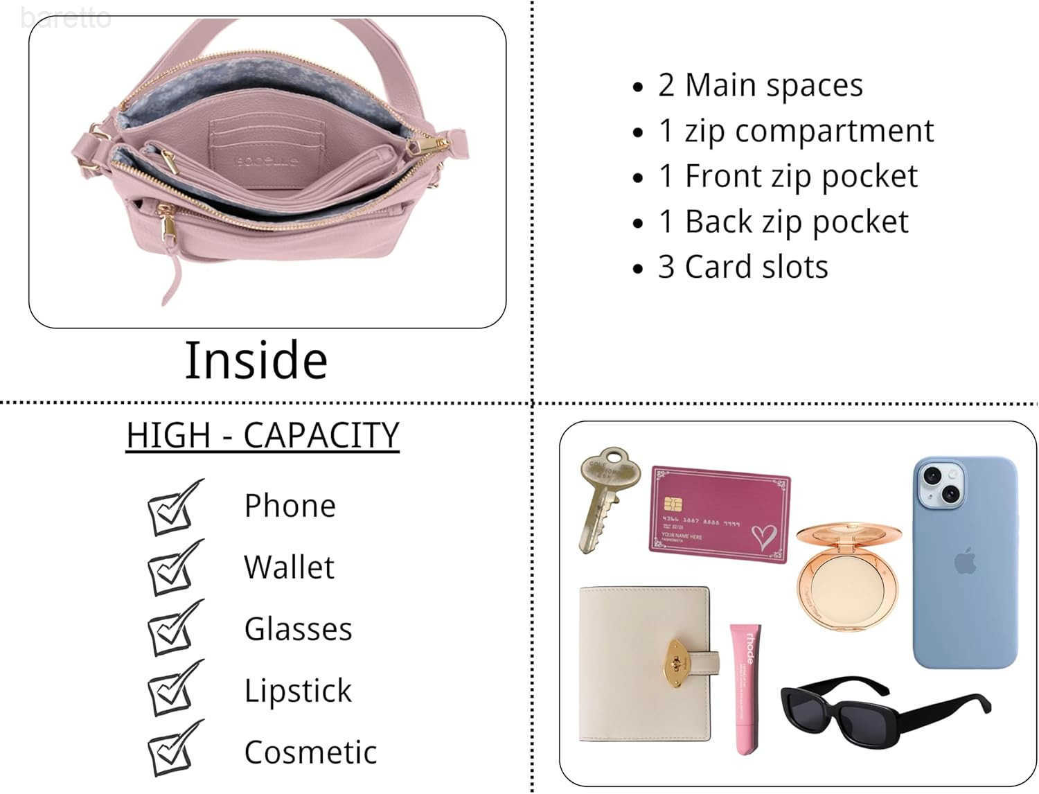 Multicompartment Functional Women Travel Crossbody with Comfortable Shoulder Strap Z250909