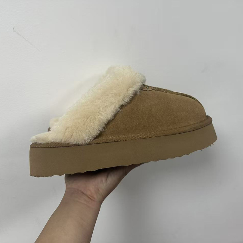 2025 new designer Compaik women's fur slippers ankle boots flat shoes short plush warm folding cotton shoes designer brand winter cotton slipper 