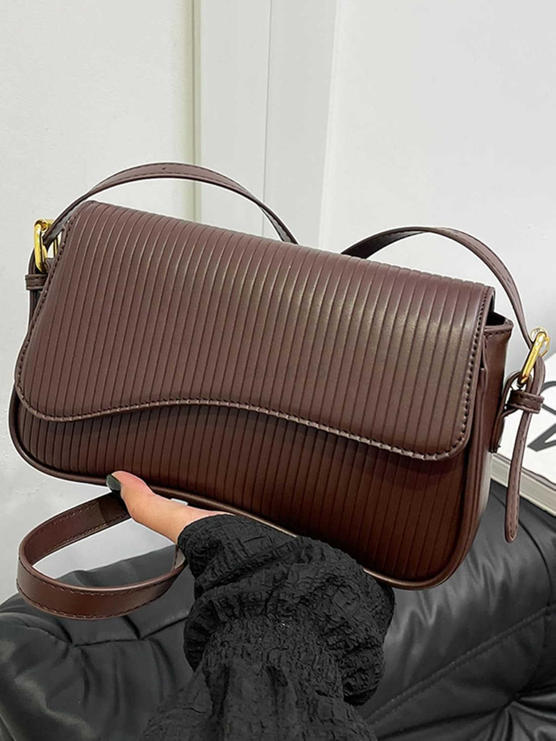 Womens Leather Shoulder Bag Clutch Purses Trendy Hobo Crossbody Handbags Y2K Saddle Flap Underarm Purse Z25909
