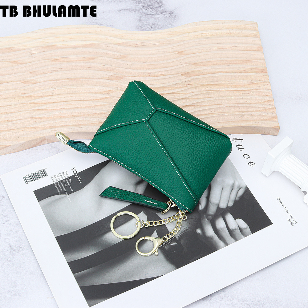 TB BHULAMTE Designer Wallet Cowhide Zipper Compact Coin Purse For Luxury Bag Women 2025 New Fashion Geometric Patchwork Keychain Lipstick Small Bag Ge
