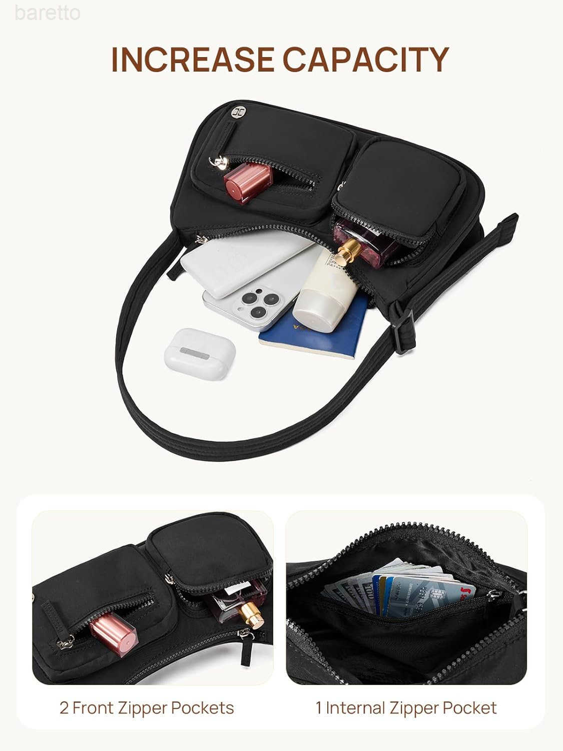 Nylon Shoulder Bag for Women Y2K Trendy Purse Crescent Bag Cute Handbag Z250909
