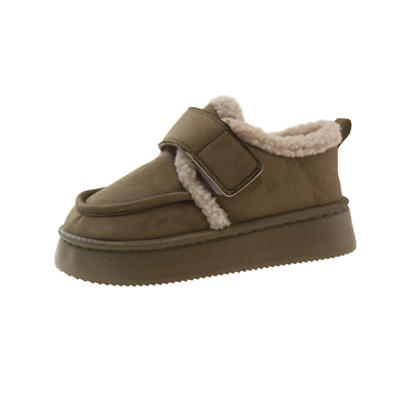 Winter New Product: Simple Thick Bottom Velcro For Men Women Warm Outer Wear Wool Mouth Cotton Plush Single Shoes