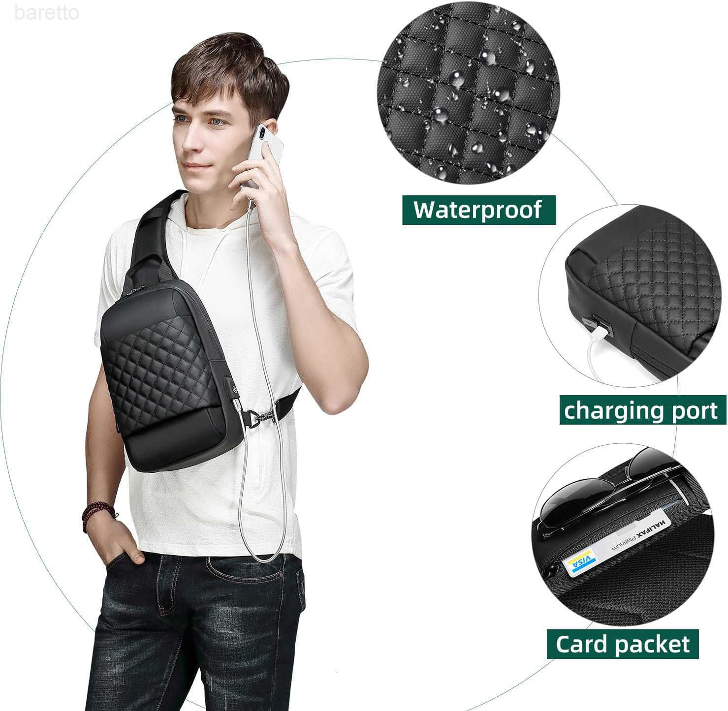 Bag Chest Shoulder Backpack Crossbody Sling Backpack for Men Waterproof Single Shoulder Dayback with USB Charging Port for Commuting Z250909