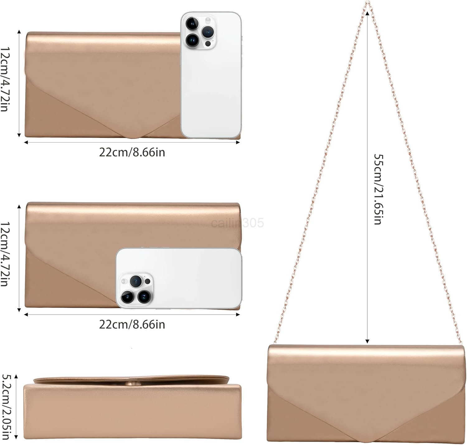 Envelope Clutch Purse for Women Vegan Leather Evening Bag with Chain Strap Wedding Cocktail Party Formal Handbag Z25909