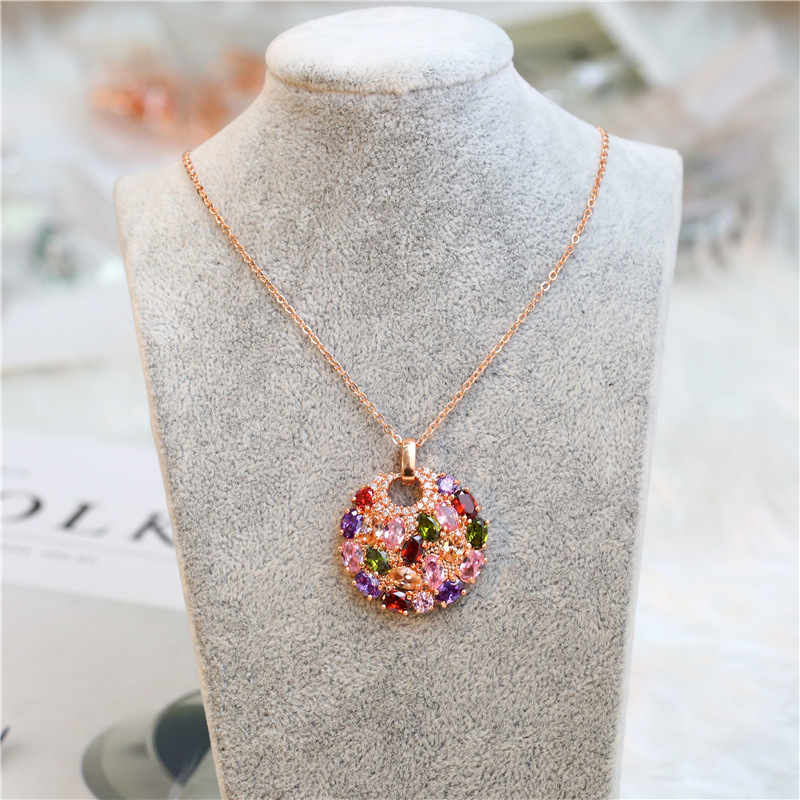 Elegant Multi-Colored Zircon Pendant Necklace - Charming Jewelry Accessory