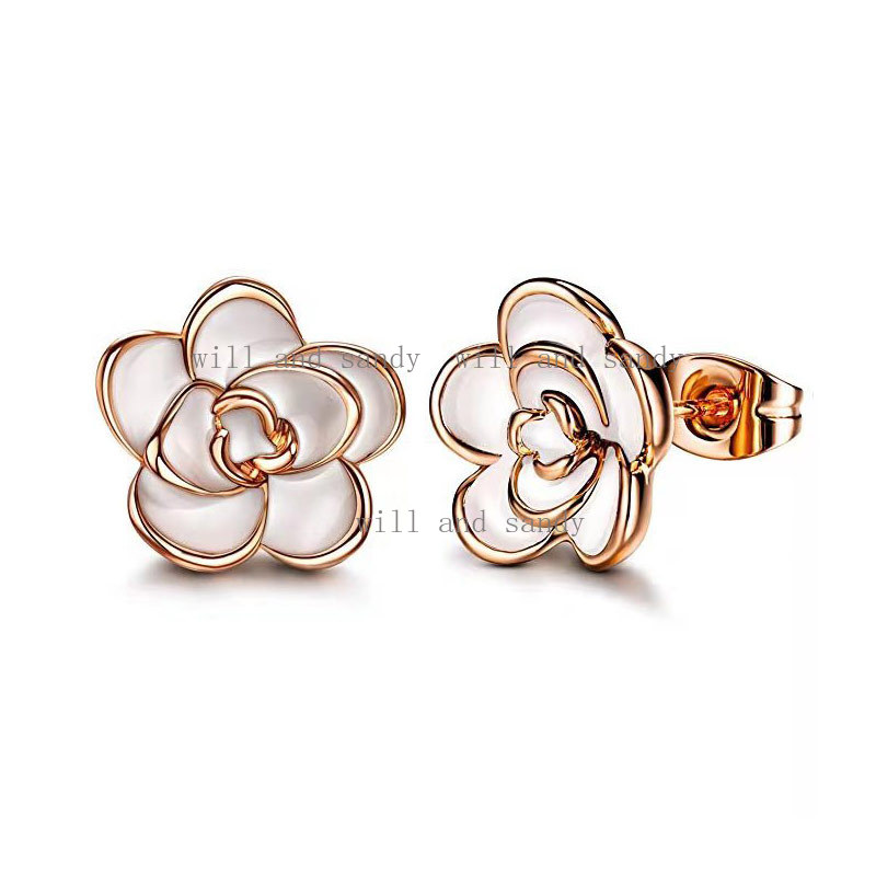 Rose Flower Stud Earrings for Women Hypoallergenic Cute Gold Silver Rose Flower Earrings Studs for Christmas Birthday Gift Fine Jewelry Nickel Free
