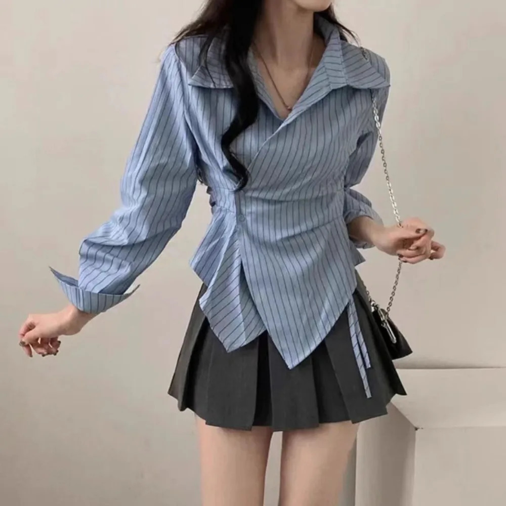 Spring Autumn Casual Striped Shirt Women Shirts Fashion Female Long Sleeve Slim Blouse Tops Office Lady Shirts 250908