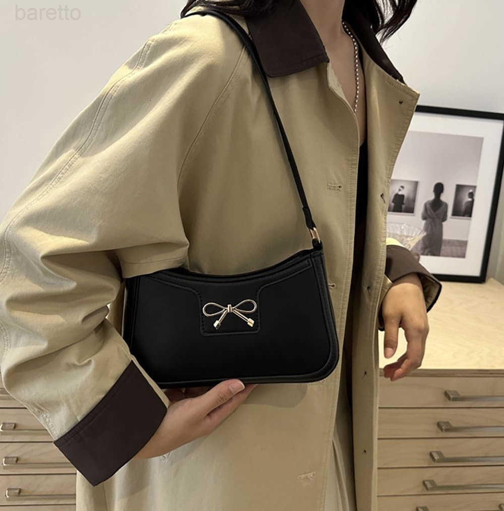 Small Shoulder Bag For WomenBow Shoulder Handbags Trendy Y2k PU Leather Purses Z250909