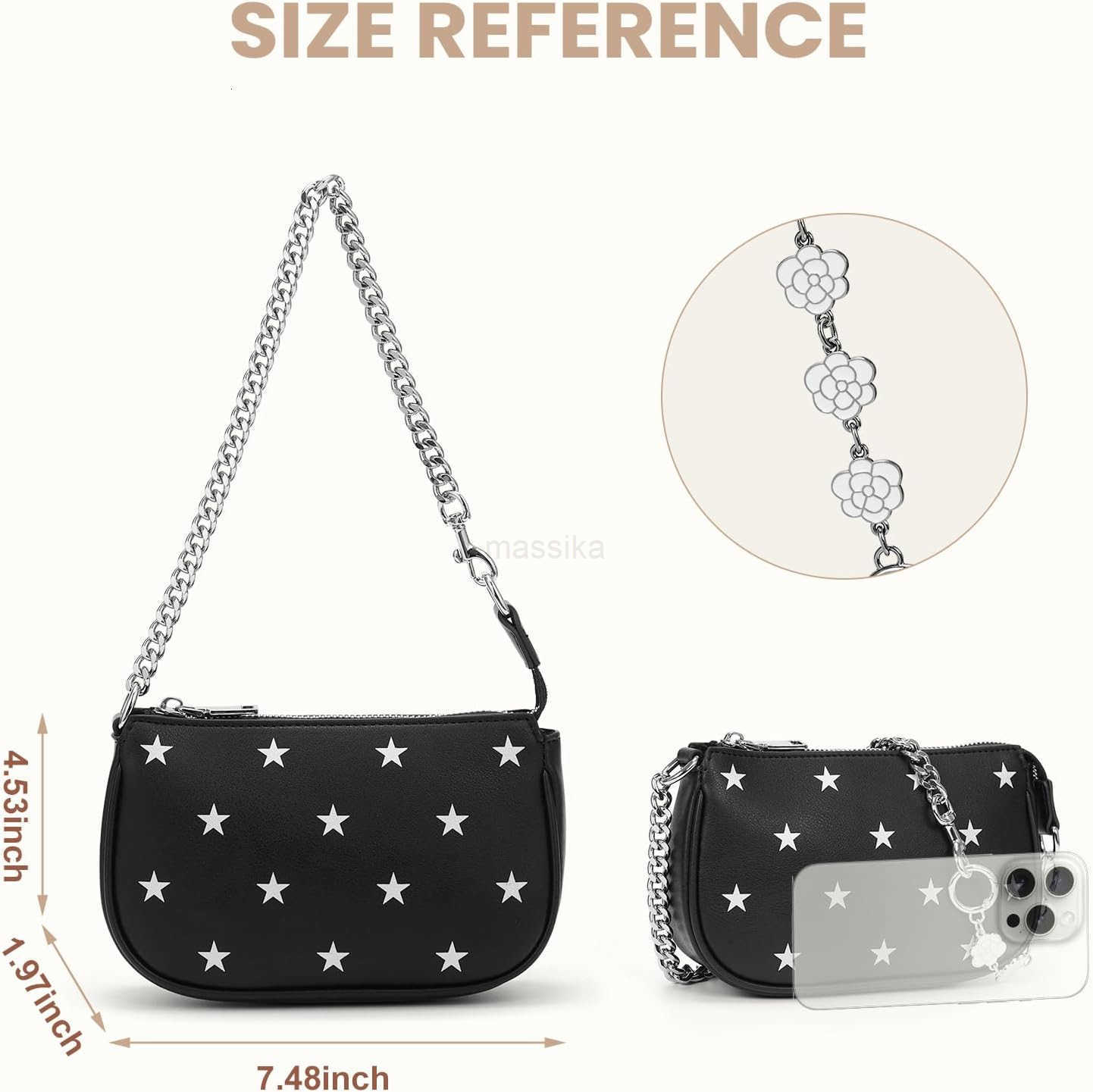 Mini Star Print Shoulder Bag Small Purse For Women Vegan Leather Handbag Soft Trendy Clutch Designer Underarm Bag M250909
