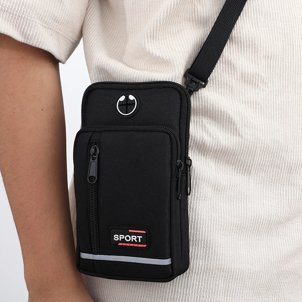 Universal Mens Sports Leisure Mobile Phone Waist Bag Vertical Doublelayer Single Shoulder Crossbody Coin Purse 250908