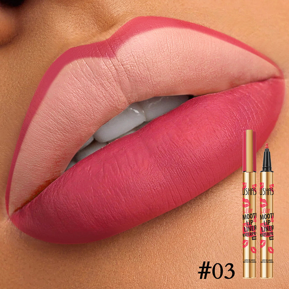 USHAS 12-color matte long-lasting lip liner waterproof sweatproof easy to color long-lasting non-stick cup lipstick pencil 250704