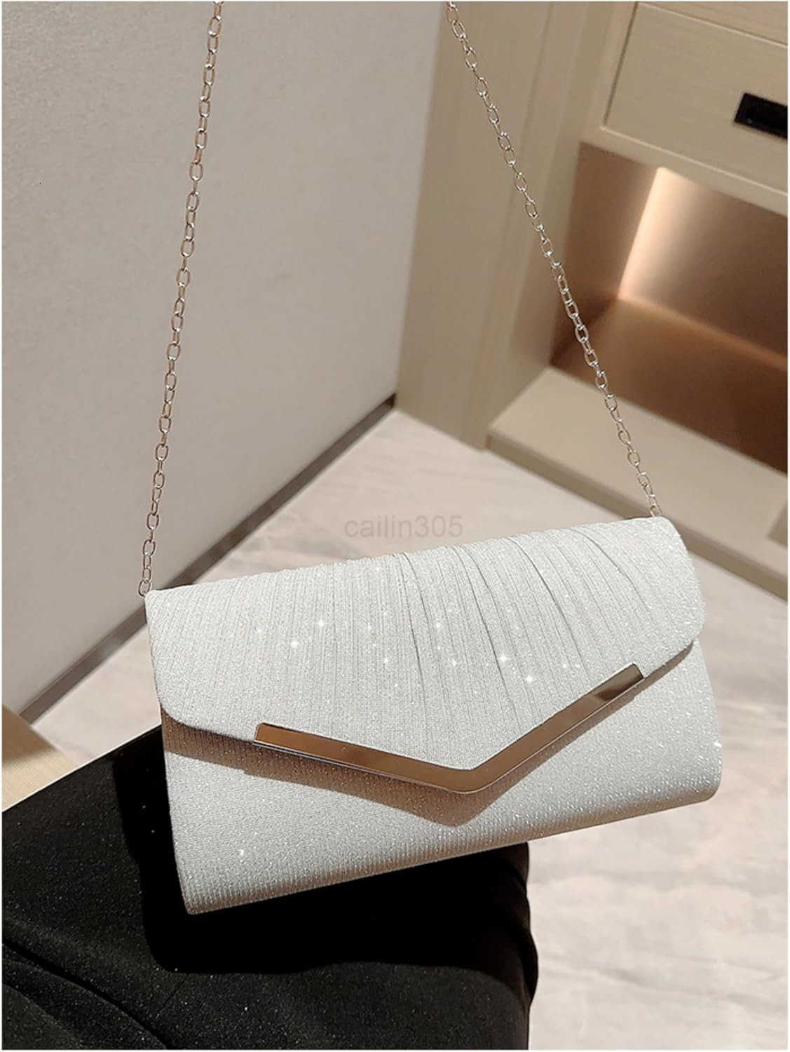 Clutch for Women Satin Sling Evening Purse Crossbody Bag with Detachable Chain for Wedding Formal Events Z25909