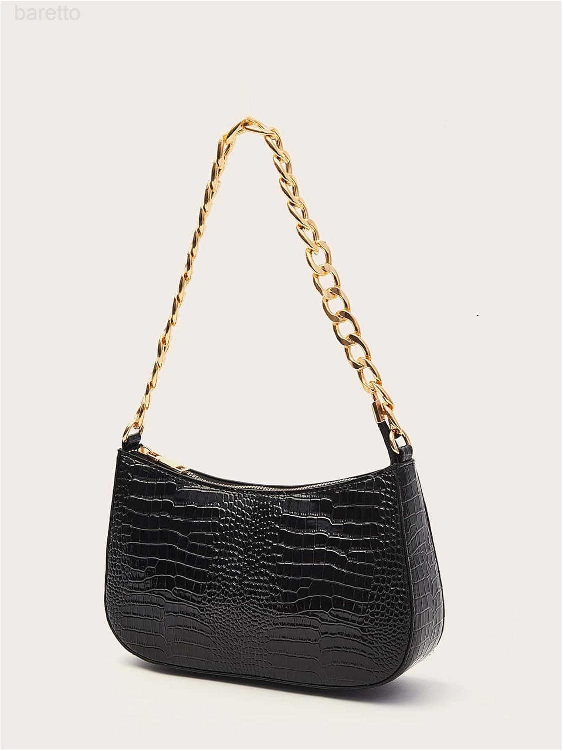 Womens PU Leather Crocodile Print Zipper Single Shoulder Party Handbag Tote Bag Z250909