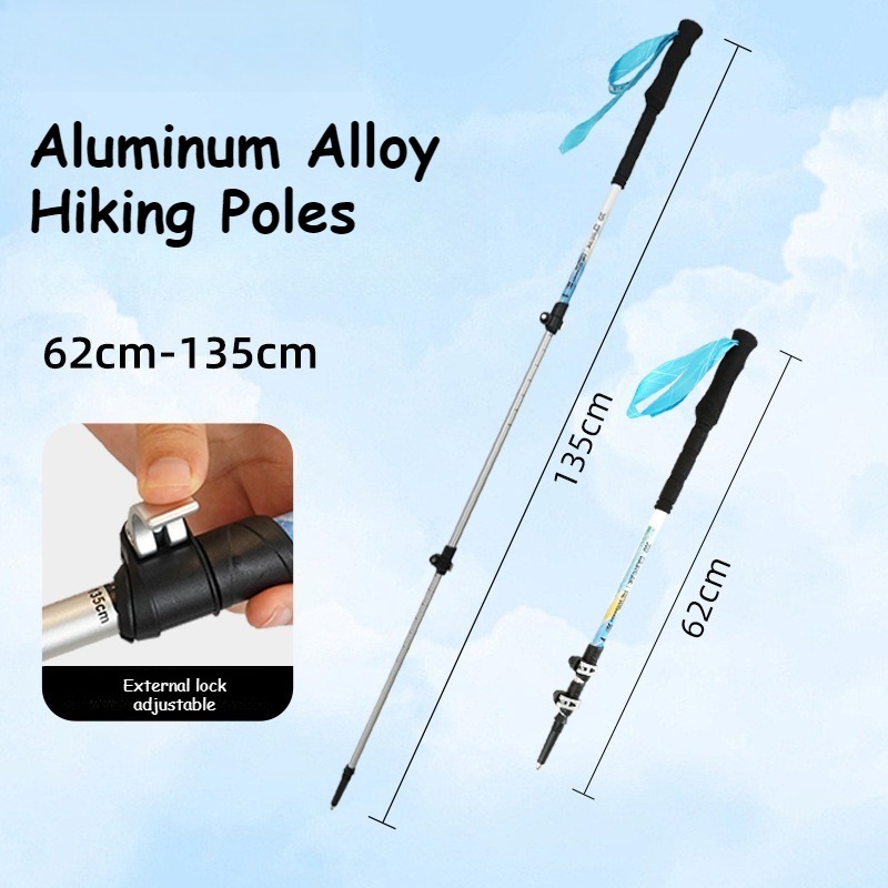 Aluminum Alloy Trekking Poles Telescoping Lightweight Hiking Sticks Portable Walking Stick with EVA Handle for Women Men Hiking Camping Climbing