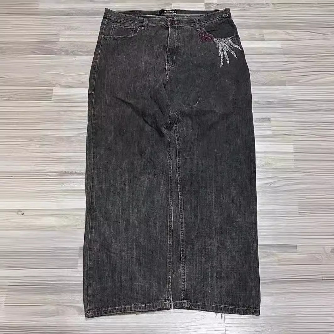 Retro slanted side pocket mens denim shorts InsY2k fashionable loose street and womens hiphop basketball pants 240808