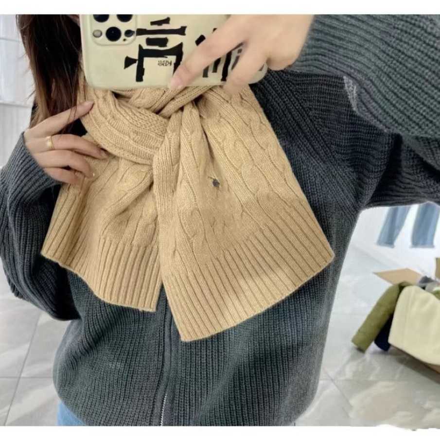 RL Raff Winter New Pony Logo Embroidered Unisex Cable Knit Scarf Versatile Wool Warm Neck Warmer L250904 1VX25