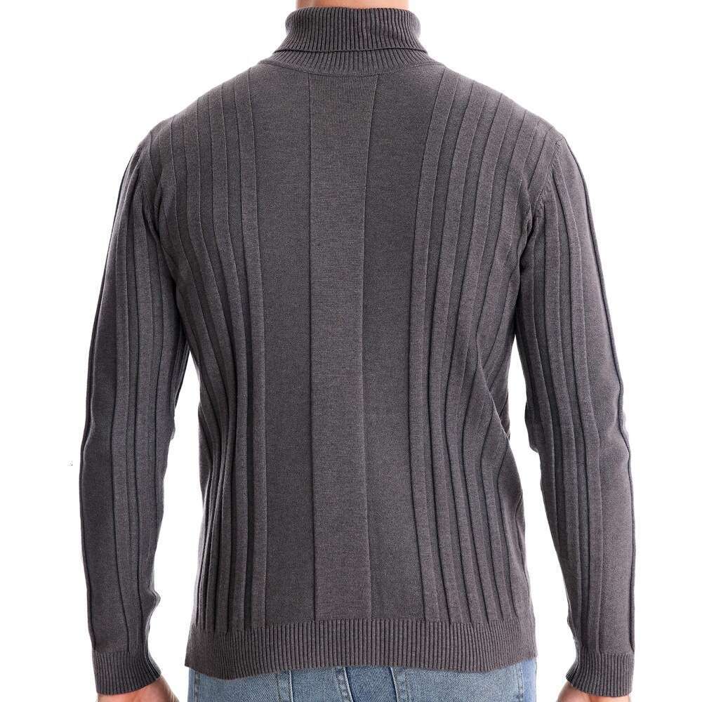 Autumn and Winter New High Collar Casual Knitted Warm Base Sweater Men's Solid Color Versatile Trendy Hoodie