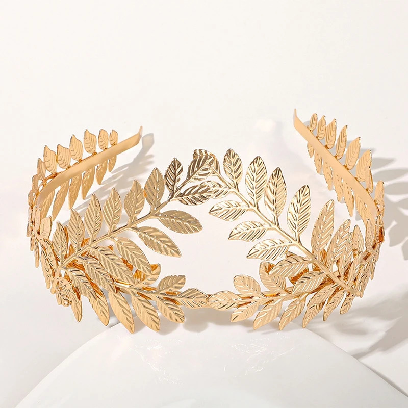 Gold Color Leaf Headband Headpiece Crown Tiara Headdress Goddess Greek Head Jewelry Bride Wedding Hair Accessories 250909