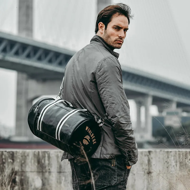 Gym Bag PU Leather Travel Duffle Men Sports Fitness Business Casual Lage Handbag Shoes Shoulder Weekend Outdoor w250908