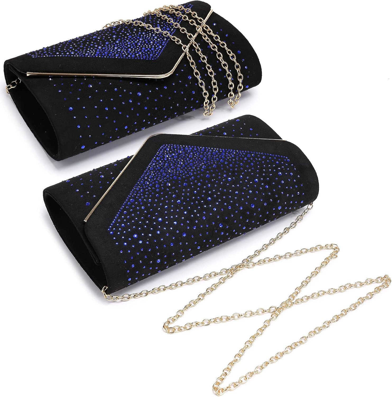 Women Rhinestone Evening Bag Faux Suede Clutch Formal Party Sparkly Purses Cocktail Wedding Handbag Z25909