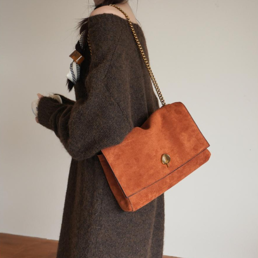 Double Sided Women's Envelope Bag New Suede Chain Women's Shoulder Bag Autumn New Designer Bag design Women's Crossbody Bag Hand-held B
