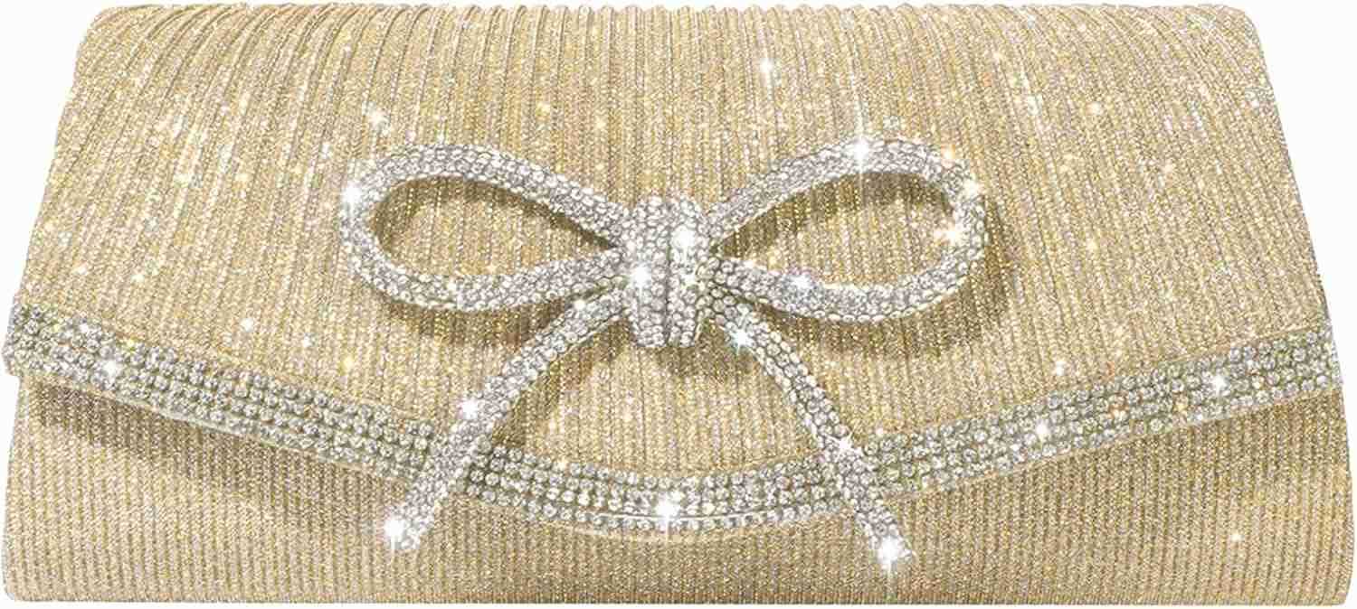 Glitter Clutch Purses for Women Elegant Bow Evening Bag Dressy Wedding Cocktail Party Prom Rhinestone Purse Z25909