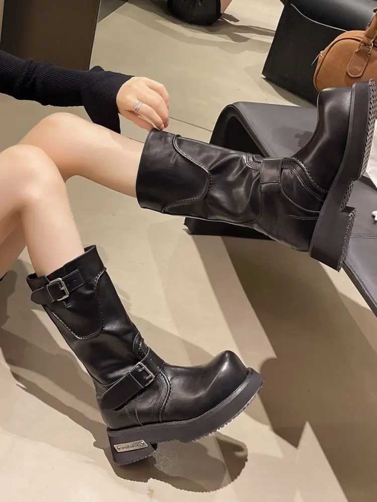 Muffin Martin Dark Handsome Head 2025 New Retro Tall Big Head Tooling Womens High Heels Knight Boots W250909 - view 6