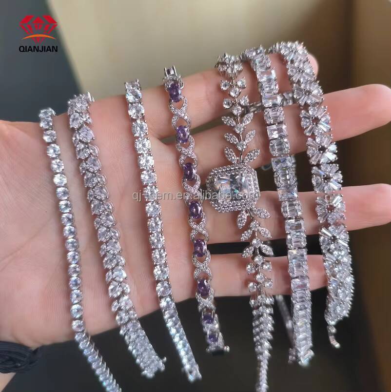 925 Silver Moissanite Tennis Bracelet D VVS Iced Out Moissanite Diamond Bracelet Gold Plated 3 65mm Moissanite Tennis Chain